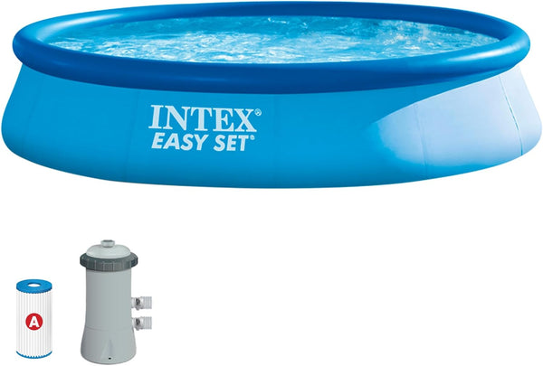 Intex Easy Set Pool 396 x 84 cm mit Filterpumpe und Filterkartusche – Hauptansicht auf weißem Hintergrund