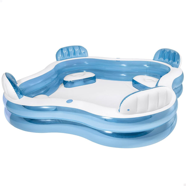 Intex Family Lounge Pool 56475NP – Hauptansicht Planschbecken 229 x 229 x 66 cm mit 4 Sitzen, freigestellt auf Weiß