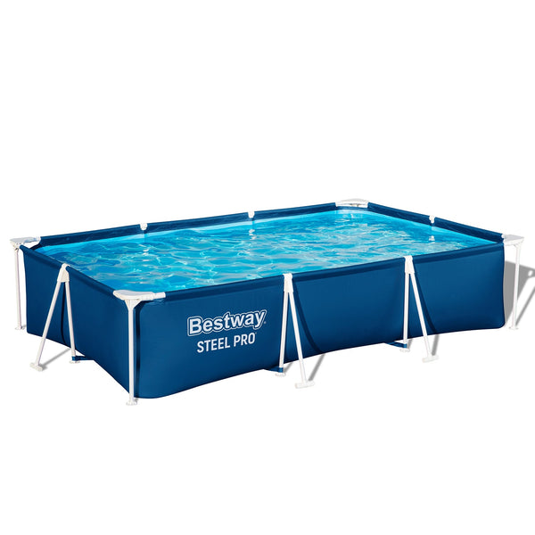 Bestway Steel Pro Frame Pool 300 x 201 x 66 cm rechteckig dunkelblau, Freisteller auf weißem Hintergrund