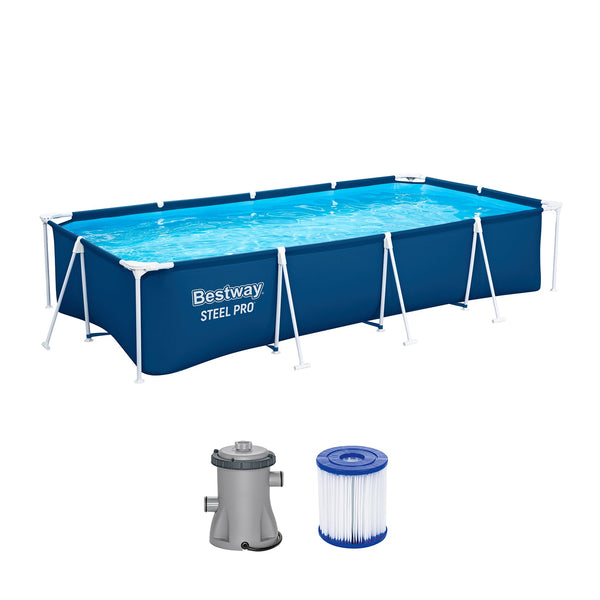 Bestway Steel Pro Frame Pool 400 x 211 x 81 cm mit Filterpumpe und Filterkartusche – Set-Übersicht